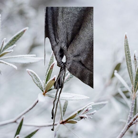 SHEIN Gray CropTop Brushed Knit Sweater Lg Long Sleeve TIE Ruched TIE-SIDE - Picture 4 of 5